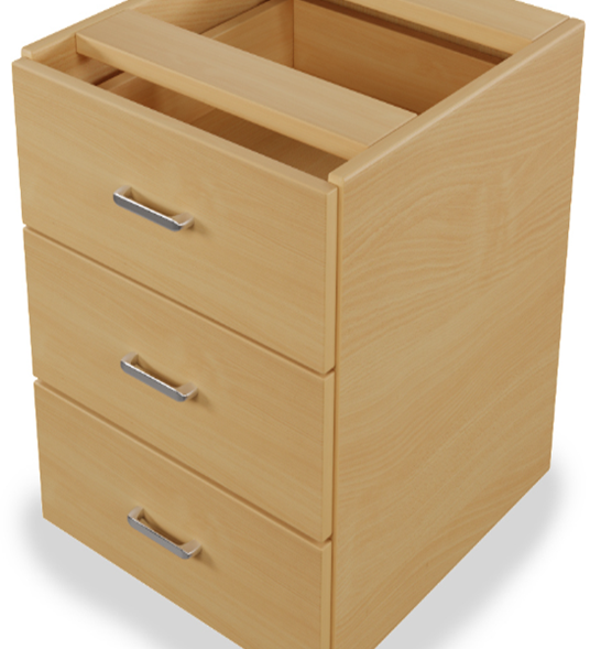 Fixed 3 drawer pedestal